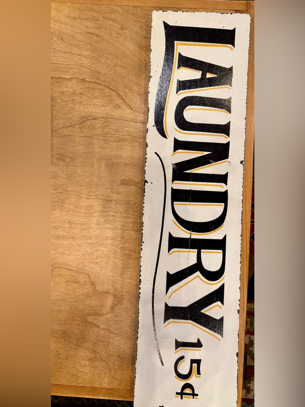 Vintage-Style White "Laundry" Wall Sign with Black Lettering